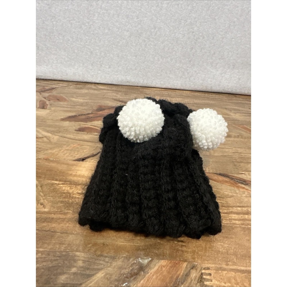 Handmade Small Dog Pompom Knit‎ Hat Black White - Picture 4 of 8